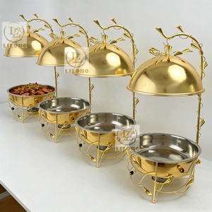 Nuevo Diseño de Lujo, Recipiente para Calentar Alimentos de Acero Inoxidable Dorado de <span class=keywords><strong>10L</strong></span> con Tapa Colgante, para Buffet de Hotel, Bodas y Catering - Product Image 5