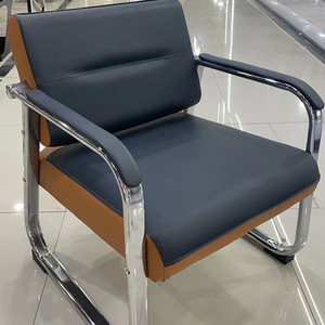 Sofá de oficina con estructura metálica, tapicería azul oscuro, diseño moderno minimalista para área de recepción - Product Image 1