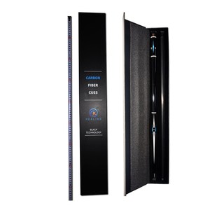 Queue de billard en fibre de carbone, ensemble deux pièces, noire, légère, avec coffret cadeau et rangement portable - Product Image 1