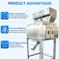 Machine d'emballage verticale à double tête pour le remplissage, le pesage et la fermeture à grande vitesse de pop-corn, chips de pommes de terre, tranches de bananes