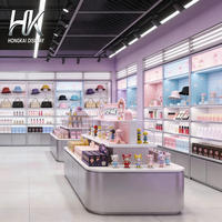 Vitrine d'îlot incurvée sur mesure avec éclairage LED et design écologique pour jouets