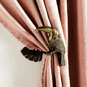Antique Brass Toucan Curtain Holdback Bohemian Vintage Window Hardware Decorative Accessory - Product Image 1