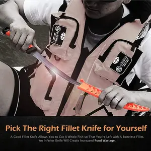 مخصص OEM/ODM المهنية في الهواء الطلق قطع الأسماك سكين فيليه طلاء غير لاصق PP + TPR مقبض لينة الفولاذ المقاوم للصدأ دائم - Product Image 5