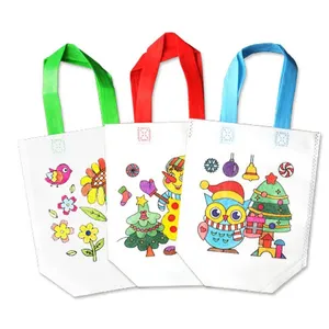 New 3pcs DIY Graffiti Handbags Kids Cloth Painting Bags With Picture Coloring Drawing Toys Child Educational Craft