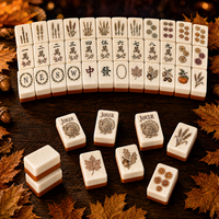Jeu de Mahjong Américain OEM en Acrylique pour Thanksgiving, 160 Tuiles Personnalisées avec Motifs Feuille d'Automne et Dinde, Idéal pour les Fêtes
