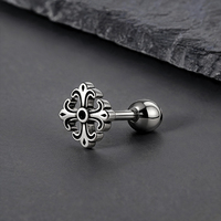 Luxe 316L roestvrijstalen Fleur-de-lis kruis oorhangers, waterdicht, verkleuringsvrij, vintage gothic piercing sieraden voor unisex