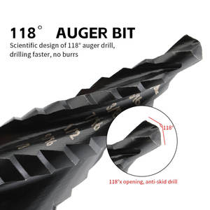 Jeu de forets étagés de qualité industrielle 1/4-3/4 3/8-7/8 1/8-1/2 HSS Co Tiain Coated pour l'acier - Product Image 3