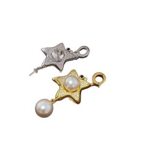 Accessoires en perles 31378DIY, pendentif en argent S925, support vide, double perle, collier étoile de mer avec perles de 8 à 11 mm - Product Image 5