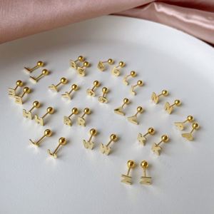 Dylam Initial Alphabet A-Z Screw Pin Fashionable Hot Selling Popular Sterling Silver 925 High Quality Elegant Screw <b>Back</b> <b>Earring</b> - Product Image 3