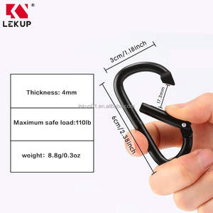 Petit mousqueton porte-clés Clip multi-usage escalade mousqueton crochet Camping randonnée D anneau Caribeener 2.38 "pince mousqueton en aluminium - Product Image 2