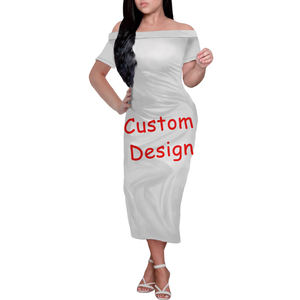 Vestidos Midi Casuales de Verano para Mujer, Diseño Tribal Samoano Maorí con Tatuajes Blancos, <span class=keywords><strong>Manga</strong></span> Corta, Hombros Descubiertos, Ajustados - Product Image 5