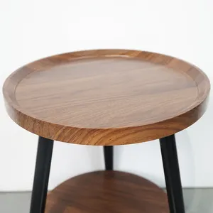Modern Design With Sturdy Steel Frame MDF Wood Furniture For Living Room And Bedroom End Table Round Wood Side Table