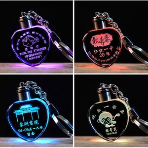 Wholesale Rose Flower Logo Keychains Laser Engraving Led <b>Light</b> Keychain Creative Crystal Key Holder Gift Custom - Product Image 3
