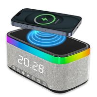 Draadloze wekker met audio, slimme desktop muziekspeler, LED, 15W draadloze oplader, white noise speaker met radio, TF en Aux