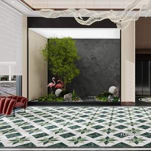 Azulejos de Cerámica con Diseño Floral Clásico Retro de Estrellas Verdes, Textura de Mármol, 600x1200mm, Antideslizantes, <span class=keywords><strong>8</strong></span>.5mm, para Baño - Product Image 2
