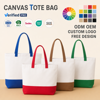 Ensemble de sacs fourre-tout en toile de coton bicolore personnalisés, sacs de courses réutilisables à blocs de couleur, sacs à bandoulière avec poignée contrastante pour promotion en gros