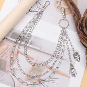 Cadena de cintura multicapa con colgante de esqueleto de aleación de zinc, unisex, estilo hip hop, cadena corporal de moda para uso diario, color blanco K - Product Image 4