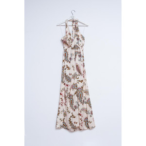 Abito lungo con collo all'americana in stampa Paisley - Product Image 1