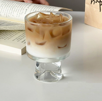 Gobelet en verre transparent réutilisable de 230 ml sans BPA, style vintage, pour desserts, lattes, cafés et glaces, avec variété de motifs de glaçons