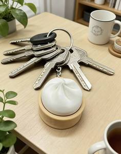 Porte-clés anti-stress <span class=keywords><strong>Taptap</strong></span> Clicker en forme de boulette de riz vapeur rembourrée, jouet sensoriel à presser, cadeau promotionnel - Product Image 3