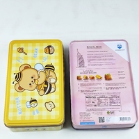 Boîte alimentaire rectangulaire en métal avec logo personnalisé, boîte à biscuits en métal, emballage cadeau de luxe pour bonbons avec couvercle amovible, faible MOQ