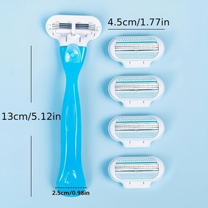 Women's Manual Razor Stainless Steel Blade Plastic Handle Body Shaving Razor Head Replacement For Legs Armpits - Product Image 5