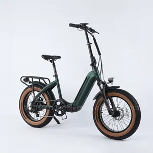 Bicicleta eléctrica plegable con neumático ancho de 20 pulgadas, bici electrónica portátil con batería oculta para nieve y playa - Product Image 3