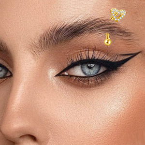 Piercing en titane plaqué pour sourcil, cœur, étoile, couronne, barbell incurvé 16G pour oreille et nez, bijoux ASTM F136 - Product Image 2