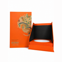 Boîte cadeau rigide à couvercle télescopique orange avec insert rond pour l'emballage de cadeaux d'affaires de Chenpi et de gâteaux au thé, personnalisable