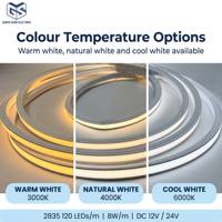 Lampe en silicone souple pratique sans soudure, 12V/24V 2835 120d, une couleur, 8W/m, lumière LED pour armoire, décoration de la maison