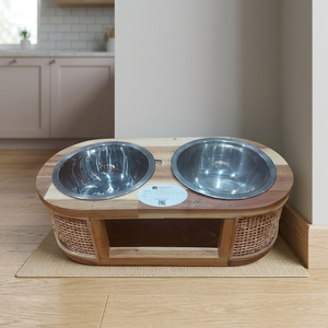 Tazón alimentador de madera para perros y gatos de tamaño mediano de nuevo diseño a precio barato de alta calidad cuencos dobles para mascotas hechos en Vietnam - Product Image 3