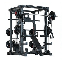 Estación Multifunción Robusta para Gimnasio en Casa: Rack de Sentadillas con Cables y Polea de Tracción, Barra Dip y Sistema de Power Rack