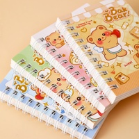 A7 Mini Spiralblock Niedlicher Butterbär Cartoon Liniertes Taschennotizbuch 80 Blatt 80g/m² Kawaii Schreibwaren für Kinder und Schüler
