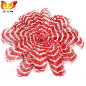 Pemasok Emas ZPDECOR Grosir 70-75 Cm Garis Besar Celup Merah dan Putih Bulu Burung Unta untuk Hiasan Kepala Karnaval - Product Image 1