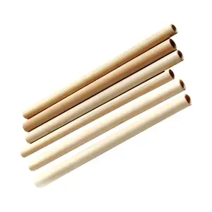 Eco Friendly biodegradable 100% Natural compostable 12pcs 18cm reusable coffee boba drinking bamboo fiber straws with logo