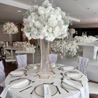 Centres de table pour fête, support de vase à fleurs transparent doré, décoration de mariage, centres de table pour la décoration de table de mariage