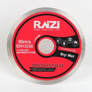 Raizi 110mm Diamond Continuous Rim Wet Dry Cutting Saw Blade for Porcelain Tile Ceramic Sintered Stone cutter Disc