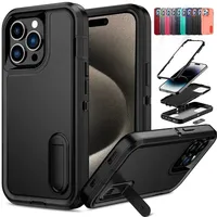 Étui de téléphone antichoc 3 en 1 avec béquille et protection de l'appareil photo pour iPhone 11 12 13 14 15 16 Pro Max