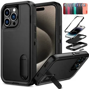 Étui de téléphone antichoc 3 en 1 avec béquille et protection de l'appareil photo pour <span class=keywords><strong>iPhone</strong></span> <span class=keywords><strong>11</strong></span> 12 13 14 15 16 Pro Max - Product Image 1