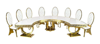 Tables de mariage demi-lune avec plateau en verre, design moderne pour hôtel, salon et usage extérieur