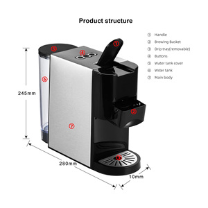 Machine à <span class=keywords><strong>café</strong></span> <span class=keywords><strong>expresso</strong></span> électrique 3 en 1 compatible avec plusieurs capsules de <span class=keywords><strong>café</strong></span> <span class=keywords><strong>moulu</strong></span> <span class=keywords><strong>et</strong></span> <span class=keywords><strong>dosettes</strong></span> ESE pour usage domestique <span class=keywords><strong>et</strong></span> hôtelier - Product Image 4