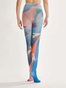 仿古元素印花加大码无裆Cdr塞西莉亚·德·拉菲尔静脉曲张压缩连裤袜 - Product Image 2