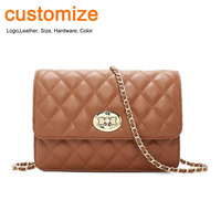 Bolsos de Hombro Laterales de Cuero Genuino Acolchado con Cadena, de Moda Casual de Lujo para Mujer, Otoño/Invierno 2026, con Logotipo Personalizado