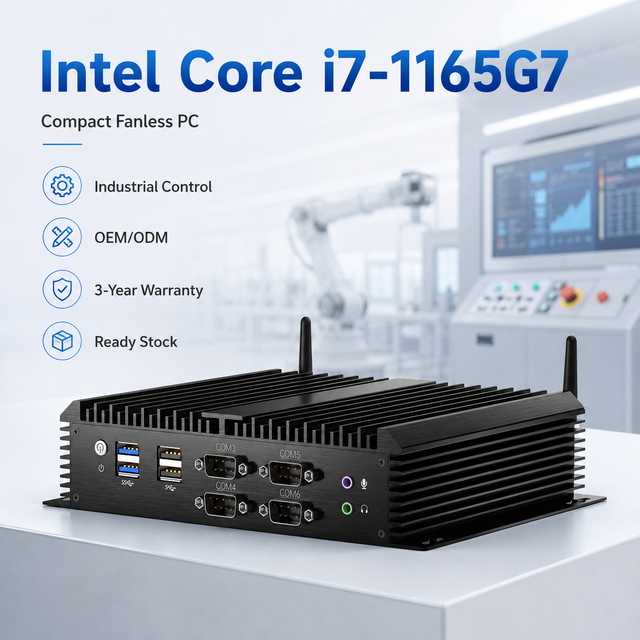 Fanless Industrial PC Intel Core I3 I5 I7 Industrial Mini PC With Dual 2.5G LAN 6 RS232 RS485 Ddr4 for PLC Control Systems Use