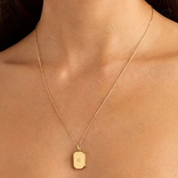 Gemnel Collier chaîne de mode en argent sterling 925 bijoux pièce rectangulaire médaillon de lotus collier médaillon photo