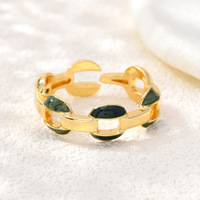 JS14 Kleurrijke Emaille Schakelring Open Ring 18K Goud Gegalvaniseerd Holle In elkaar grijpende Druppel Olie Verstelbare Cuff Ring Dames Vinger Sieraden