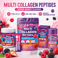 Poudre de peptides de collagène en vrac, 30 sachets individuels, saveur fruits rouges mélangés, fabricant de collagène en marque blanche pour les marques