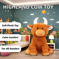 Vache des Highlands jouet en peluche brun rose sac à dos brodé grue machine cadeau PP coton peluche anti-stress vente en gros