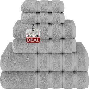 6 Piece Towel Set, 2 Bath Towels 2 Hand Towels 2 Washcloths, 100% Turkish Cotton Towels for Bathroom soft and light
