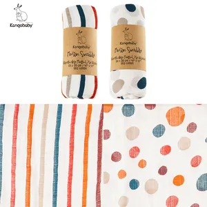 Kangobaby High Quality Organic Cotton Muslin Swaddle Custom Print Baby Blanket